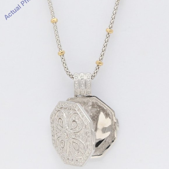 2 Tone Gold Diamond Locket Pendant 0.4 Ct G H Si2 C22000097 - Picture 3 of 4